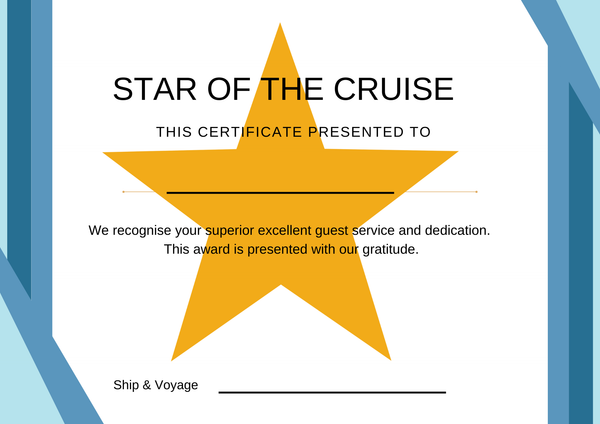 Star of The Cruise Certificate